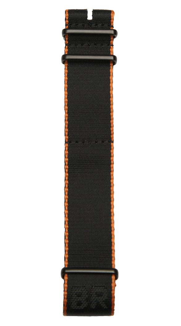 BR 123 - BR 126 - BR V2 - BR V3 black and orange NATO strap
