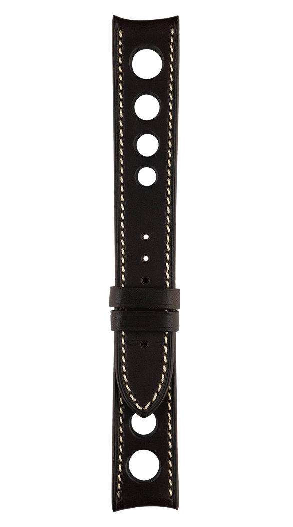 Vintage perforated brown calfskin strap